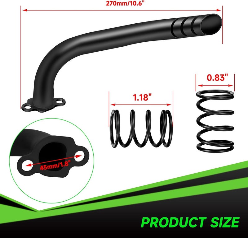 XIKOBY 212cc Exhaust Pipe Kit Compatible with Predator 212 196cc 224cc Coleman Mini Bike CT200U CT200U-EX BT200X KT196 Go Kart Baja Warrior GX160 GX200 OHV Clone Engine Parts w/Valve Springs (Black) - Image 3
